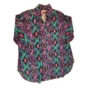Womens 3XL Vintage 80s 90s Oversize Shirt Western Aztec Physical Attraction